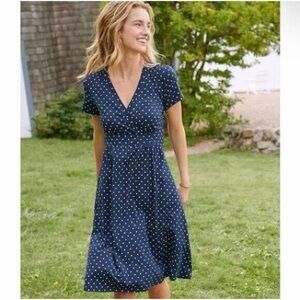 L.L. Bean Navy and White Midi Dress